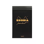 【Rhodia|Classic|Bloc Pocket】7.5x12cm_口袋筆記本_5x5方格_80g_40張_ 黑色