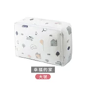 【E.dot】可愛印花透明防水棉被收納袋 幸福的家(大號)