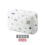 【E.dot】可愛印花透明防水棉被收納袋 幸福的家(加大號)