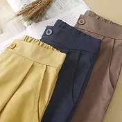 【ACheter】日本皇家女後鬆緊腰寬鬆直筒小腳棉麻長褲#109640- L 白