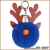 『坂井.亞希子』可愛糜鹿毛球造型吊飾錀匙圈  -寶藍色