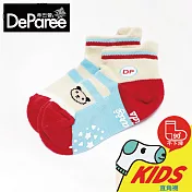 蒂巴蕾 KIDS童襪 直角船襪-小熊 焰緋紅 (M尺寸)