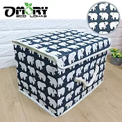【OMORY】棉麻連蓋式麻繩收納箱 －北極熊