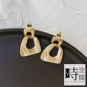 『時空間』都會時尚啞光霧感金屬幾何不規則造型耳環 幾合雙圈款