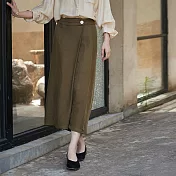旅途原品_覓靜_銅氨麻修身直筒裙 M/L/XL  M 橄欖綠