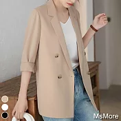 【MsMore】韓版垂感網紅爆款雪纺西裝外套#110123 L 杏