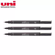 (3支1包)三菱代用針筆 0.1 深灰