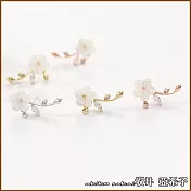 『坂井．亞希子』925純銀針浪漫貝殼花水滴鑲鑽造型耳環 -金色