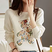 【MsMore】輕奢華麗精緻小熊造型調廓形感棉彈寬鬆上衣#110514- M 白