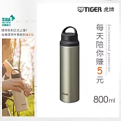 TIGER虎牌 大容量不鏽鋼_隨行提把運動水壺保溫杯800ml(MCZ-S080) 極光鈦灰