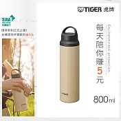 TIGER虎牌 大容量不鏽鋼 隨行提把運動水壺保溫杯800ml(MCZ-S080) 太平洋沙灘