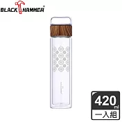 Black Hammer 鐵花窗雙層耐熱玻璃瓶420ml- 海棠花