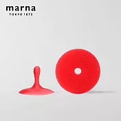 【日本Marna】日本製廚房海綿菜瓜布(附吸盤)-紅-2入組(原廠總代理)