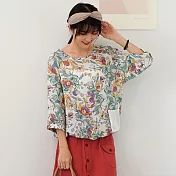 【慢。生活】薄款印花口袋下襬抽繩上衣 73002　 FREE 白色