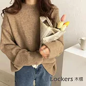 【Lockers 木櫃】寬鬆慵懶風針織衫長袖上衣-3色 L11010268 FREE 駝色