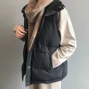 【MsMore】韓版冬季戀曲羽絨棉背心外套#111173- M 黑
