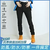 【KISSDIAMOND】防水抗寒加絨加厚鎖溫衝鋒褲(KDPz003N) XL 女/黑色