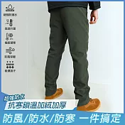 【KISSDIAMOND】防水抗寒加絨加厚鎖溫衝鋒褲(KDPz003N) XL 男/軍綠