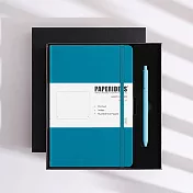 PAPERIDEAS 精美禮盒組 A5子彈筆記本 頁碼硬面綁帶筆記本 與成功有約的子彈筆記術 石磨灰-孔雀綠