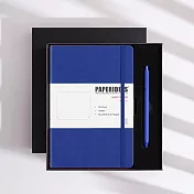 PAPERIDEAS 精美禮盒組 A5子彈筆記本 頁碼硬麵綁帶筆記本 與成功有約的子彈筆記術 石磨灰-寶藍