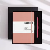 PAPERIDEAS 精美禮盒組 A5子彈筆記本 頁碼硬麵綁帶筆記本 與成功有約的子彈筆記術 石磨灰-裸粉