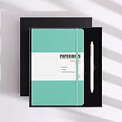 PAPERIDEAS 精美禮盒組 A5子彈筆記本 頁碼硬麵綁帶筆記本 與成功有約的子彈筆記術 石磨灰-薄荷綠