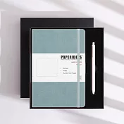 PAPERIDEAS 精美禮盒組 A5子彈筆記本 頁碼硬麵綁帶筆記本 與成功有約的子彈筆記術 石磨灰-霧藍