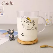 【Caldo卡朵生活】來抓我喵耐熱透明馬克杯 500ML 灰白貓