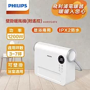 【Philips 飛利浦】壁掛暖風機/陶磁電暖器-可遙控 (AHR3124FX)  白色