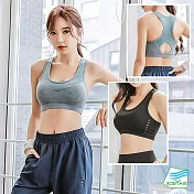【BODYAIR嚴選】美胸拼網布運動內衣(健身.瑜珈.慢跑.運動BRA) L 黑