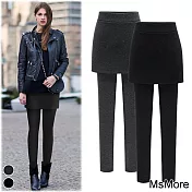 【MsMore】顯瘦包臀假兩件彈力裙褲#111546- 3XL 黑