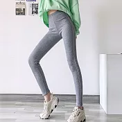 【MsMore】高腰顯瘦奧粒絨棉保暖褲#111583- M 淺灰