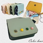 【卡樂熊】簡約色彩迷你小書包造型零錢包(四色)- 綠色
