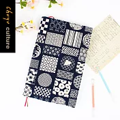 【網路/直營門市限定】珠友 SC-01303 A4/13K臺灣花布可調式書衣/多功能可調式書衣/書皮/書套 01藍染圖