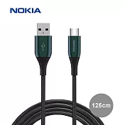 【Nokia 諾基亞】Type-A to Type-C 經典極速充電線125cm (P8200A) 夜幕綠