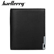 【Baellerry 佰利瑞】5卡鐵角邊框手感舒適經典男用短夾(D1835) _黑色x直款