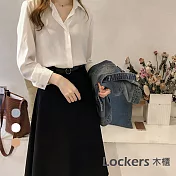 【Lockers 木櫃】春秋OL氣質雪紡襯衫-3色 L11102119 白色