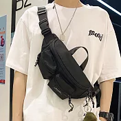 E.City_日式手提雙袋休閒腰包胸包 黑色