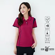 【遊遍天下】MIT台灣製女款顯瘦抗UV吸濕排汗機能POLO衫(GS1010) L 紫紅
