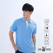 【遊遍天下】MIT台灣製男款吸濕排汗抗UV機能POLO衫(GS1004) M 淺藍