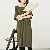 【AnZa】寬鬆圓領莫代爾連身裙(6色)  FREE 軍綠