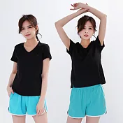 【遊遍天下】MIT女款吸濕抗UV顯瘦機能V領衫(GS2003) L 黑色