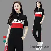 【Lockers 木櫃】春夏新款時尚減齡休閒兩件套 L111032109 M 紅色