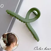 【卡樂熊】韓版優雅氣質磨砂交叉造型爪夾/髮夾(五色)- 軍綠色