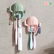 【E.dot】文創風仙人掌雙掛鉤牙刷架  綠色
