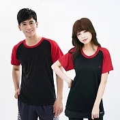 【遊遍天下】MIT台灣製中性款吸濕排汗抗UV機能圓領衫(GS2009) L 黑紅