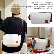 【Sayaka紗彌佳】日系倉敷散策帆布彩色背帶單肩側背兩用包  -白色