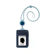 Bone 蹦克 頸掛識別證套 真皮款 零錢包 皮夾 - 真皮藍(直式)