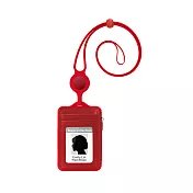 Bone 蹦克 頸掛識別證套 真皮款 零錢包 皮夾 - 真皮紅(直式)