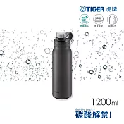 TIGER虎牌 大容量不鏽鋼運動隨行_可裝碳酸氣泡水保冷環保杯1200ml(MTA-T120) 鋼鐵灰